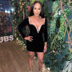 Black velvet with rhinestone mini boutique dress